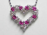 K18WG ホワイトゴールドダイヤモンド/ルビーハート ペンダント ネックレス 【誕生石7月】