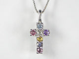 K18WG ホワイトゴールドダイヤモンド/マルチクロス ペンダント ネックレス