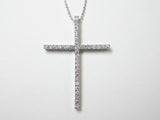 K18WG ホワイトゴールドダイヤモンド クロス ペンダント ネックレス