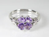K18WG ホワイトゴールドダイヤモンド/アメジスト(アメシスト)フラワー リング 【誕生石2月】
