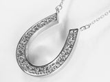 K18WG ホワイトゴールドダイヤモンド馬蹄 ペンダント ネックレス