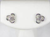 K18WG ホワイトゴールドダイヤモンド フラワー ピアス