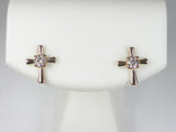 K18PG ピンクゴールドダイヤモンド クロス ピアス