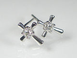 K18WG ホワイトゴールドダイヤモンド クロス ピアス