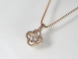 K10PG ピンクゴールドダイヤモンド フラワー ペンダント ネックレス