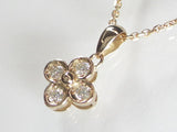 K18PG ピンクゴールドダイヤモンド フラワー ペンダント ネックレス