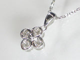 K18WG ホワイトゴールドダイヤモンド フラワー ペンダント ネックレス