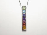 K18WGマルチカラーアミュレットスクエア ペンダント ネックレス 【送料無料】
