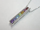 K18WGマルチカラーシンプルバー ペンダント ネックレス 【送料無料】