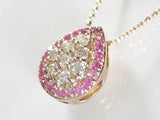 K18PGピンクサファイア/ダイヤ ペンダント ネックレス