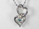 K18WGダイヤ/ブルーダイヤハート ペンダント ネックレス