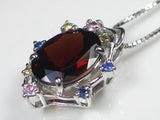 K18WGガーネット/マルチ ペンダント ネックレス