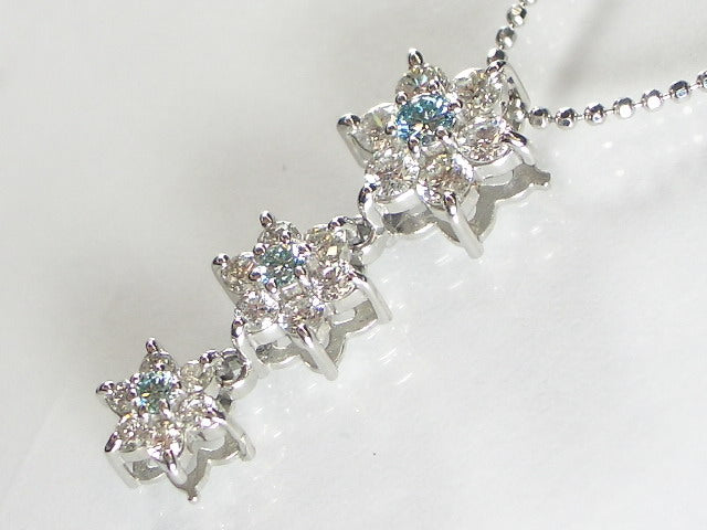 K18WGダイヤ/ブルーダイヤ ペンダント ネックレス