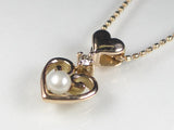 K18PG淡水パール/ダイヤハート ペンダント ネックレス 【誕生石6月】