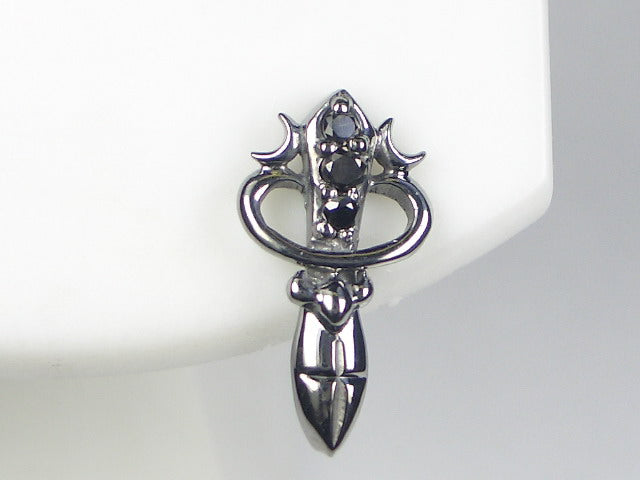 値下げ!k14WG ブラックダイア0.02 クロス ピアス メンズにも k14WG ブラックダイア0.02 クロス ピアス メンズにも K14WG