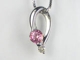 K18WGピンクトルマリン/ダイヤ ペンダント ネックレス 【誕生石10月】