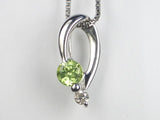 K18WGペリドット/ダイヤ ペンダント ネックレス 【誕生石8月】