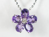 K10WGアメジスト(アメシスト)/ダイヤ ペンダント ネックレス