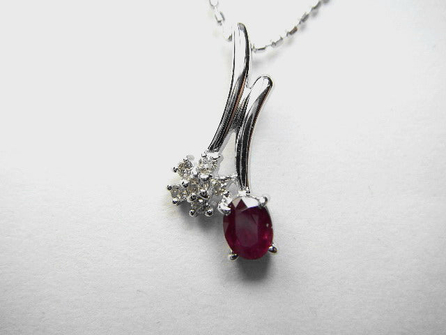 K18WG ルビー ダイヤモンド ペンダントネックレス 1.65ct D1.10ct