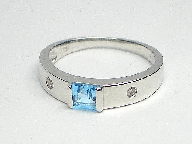 *指輪 K18WG ブルートパーズ ダイヤモンド WG 11号 リング K18WGブルートパーズ/ダイヤ リング 【誕生石11月】 – オール