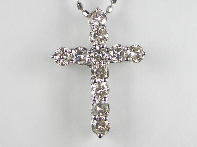 ☆新品☆ホワイトゴールド ダイヤモンド クロス ネックレス 10k 10金