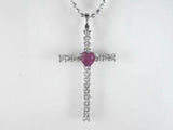K18WG ホワイトゴールドダイヤモンド/ルビークロス ペンダント ネックレス