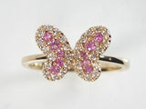 K18PG ピンクゴールドピンクサファイア/ダイヤバタフライ リング