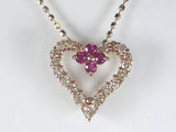 K18PG ピンクゴールドダイヤモンド/ルビーハート ペンダント ネックレス