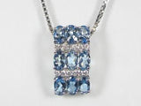 K18WG ホワイトゴールドアクアマリン/ダイヤ ペンダント ネックレス