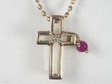 K18PG ピンクゴールドルビークロス ペンダント ネックレス