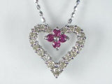 K18WG ホワイトゴールドダイヤモンド/ルビーハート ペンダント ネックレス