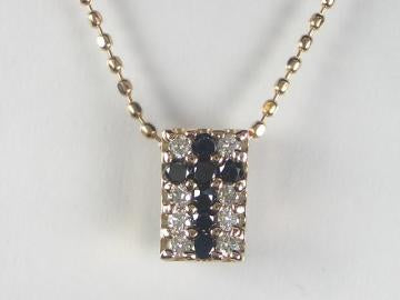 K18PG　ピンクゴールドダイヤモンド/ブラックダイヤモンド クロス ペンダント ネックレス