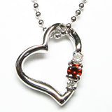 天然 ダイヤ×ガーネットオープンハート ネックレス 【誕生石 1月】