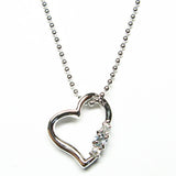 天然 ダイヤ×アクアマリンオープンハート ネックレス 【誕生石 3月】