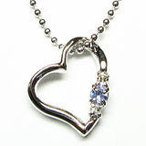 天然 ダイヤ×タンザナイトオープンハート ネックレス 【誕生石12月】