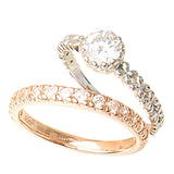 SV シルバー 925 ハーフエタニティ&一粒石 リング セット (ピンクゴールド・ロジウムコーティング)