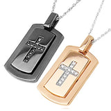 with me プレートクロス ペアネックレス (PinkGolg・Blackコーティング)