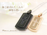 with me プレートクロス ペアネックレス (PinkGolg・Blackコーティング)
