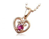 K10PG 誕生石ハート ネックレス (7月ルビー)