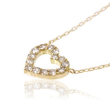 K18YG 0.5ctダイヤモンドオープンハート ネックレス