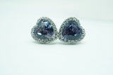 【新作】【即納】アレキサンドライト 1.1CT 7x7mm ハートモチーフ Heart Round ピアス【誕生石6月】【バレンタインデー】【プレゼントに最適!】