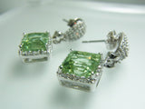 グリーンアメジスト3.75カラット スクウェアピアス