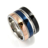 ステンレス 4mm幅 1段平打リング ブルー【即納】