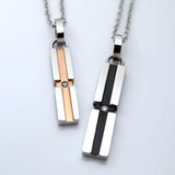 ステンレス ペンダント トップ CZ入 クロスライン小 ピンク【即納】