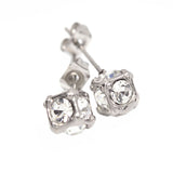 ステンレス4mmスワロフスキー・キューブ型スタッドピアス シルバー【即納】