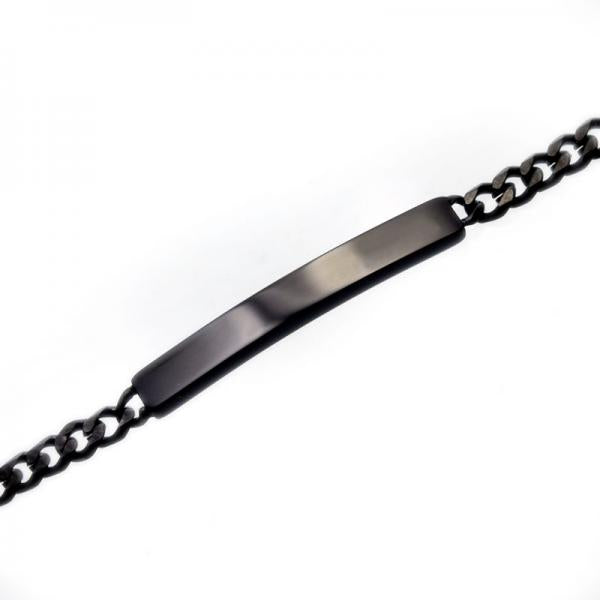 ステンレス 4mm プレート ブレスレット ブラック【即納