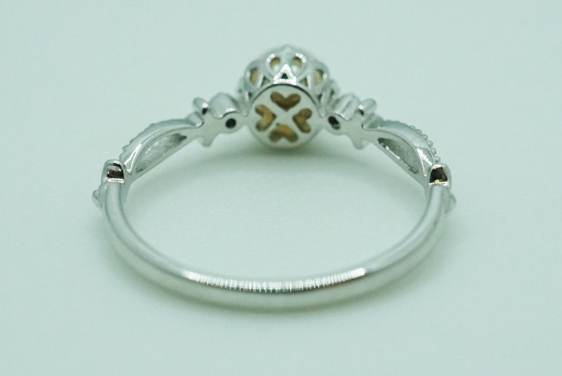 【新作】【シンプル】K18WG 0.01ct 淡水パール ダイヤモンド リング【誕生石4月】