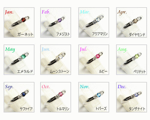 誕生石 3ストーン リング 【誕生石3月】