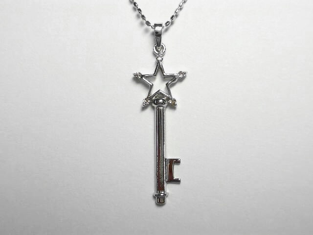 K18WG ホワイトゴールドダイヤモンドスター ペンダント ネックレス