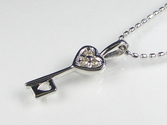 K10WGダイヤハート ペンダント ネックレス